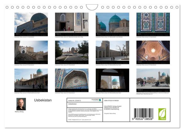 Produktbild: Usbekistan (Wandkalender 2026 DIN A4 quer), CALVENDO Monatskalender