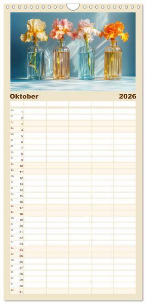 Produktbild: Familienplaner 2026 - Lichtvolle Stillleben mit 5 Spalten (Wandkalender, 21 x 45 cm) CALVENDO