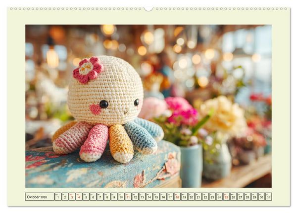 Produktbild: Amigurumi-Gl&uuml;ck. Niedliche H&auml;ckelkunst aus Japan (Wandkalender 2026 DIN A2 quer), CALVENDO Monatskalender
