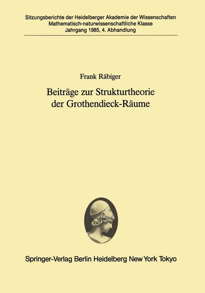 Produktbild: Beitr&auml;ge zur Strukturtheorie der Grothendieck-R&auml;ume