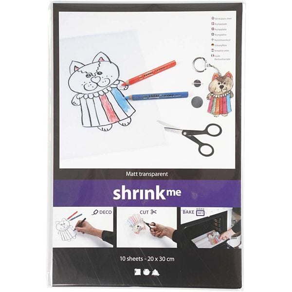 Produktbild: Creativ Company Schrumpffolienplatten, Plastikschrumpfplatten, Matt transparent, 20x30 cm, Dicke 0,3 mm, 10 Blatt/ Kreativ Box