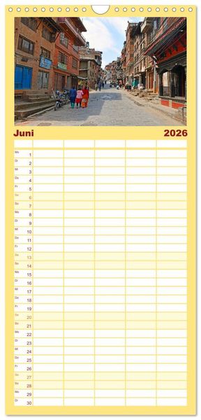 Produktbild: Familienplaner 2026 - Im Kathmandutal mit 5 Spalten (Wandkalender, 21 x 45 cm) CALVENDO