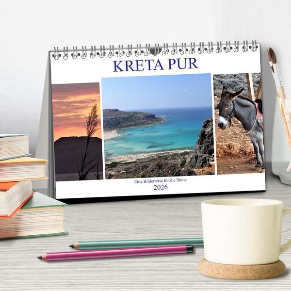 Produktbild: Kreta Pur - Eine Bilderreise f&uuml;r die Sinne (Tischkalender 2026 DIN A5 quer), CALVENDO Monatskalender