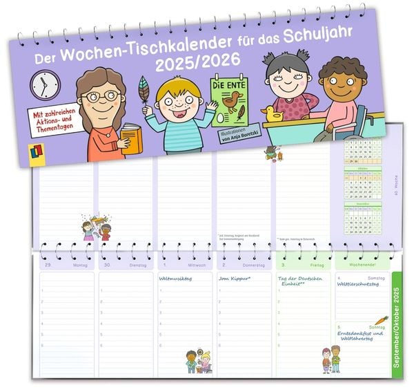 Produktbild: Der Wochen-Tischkalender für das Schuljahr 2025/2026