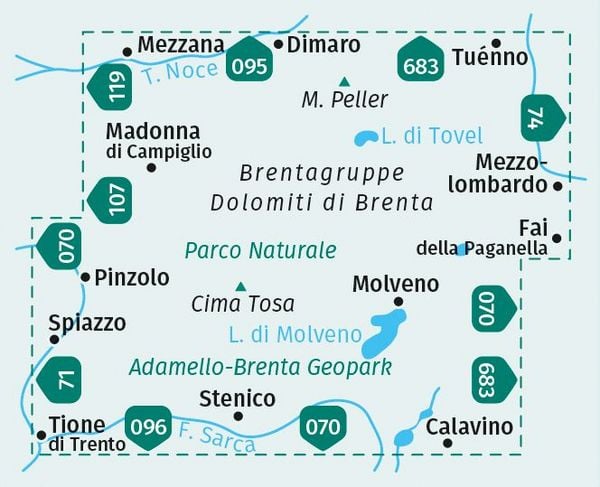 Produktbild: KOMPASS Wanderkarte 073 Brentagruppe / Dolomiti di Brenta 1:25.000
