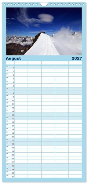 Produktbild: Familienplaner 2027 - Schweizer Berggipfel mit 5 Spalten (Wandkalender, 21 x 45 cm) CALVENDO