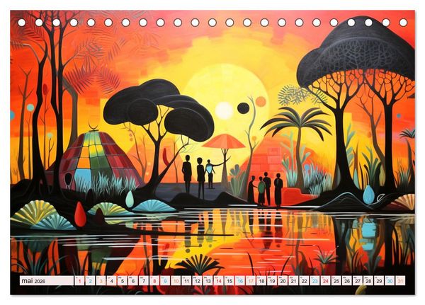Produktbild: Sc&egrave;nes de vie africaine (Calendrier de bureau 2026 DIN A5 vertical), CALVENDO calendrier mensuel
