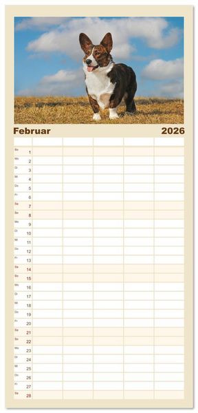 Produktbild: Familienplaner 2026 - Britische H&uuml;tehunde - Treue Freunde auf vier Pfoten mit 5 Spalten (Wandkalender, 21 x 45 cm) CALVENDO