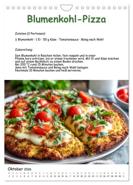 Produktbild: Low Carb - Rezepte ohne Kohlenhydrate zum Abnehmen (Wandkalender 2026 DIN A4 hoch), CALVENDO Monatskalender