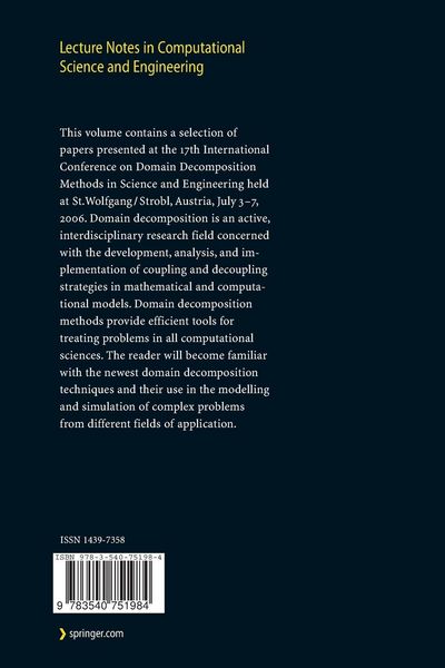 Produktbild: Domain Decomposition Methods in Science and Engineering XVII