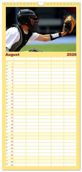 Produktbild: Familienplaner 2026 - Kultsport Baseball mit 5 Spalten (Wandkalender, 21 x 45 cm) CALVENDO