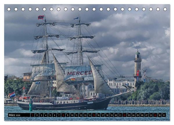 Produktbild: Segelschiffe vor Warnem&uuml;nde (Tischkalender 2026 DIN A5 quer), CALVENDO Monatskalender