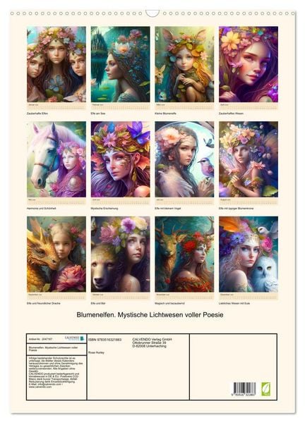 Produktbild: Blumenelfen. Mystische Lichtwesen voller Poesie (Wandkalender 2026 DIN A2 hoch), CALVENDO Monatskalender