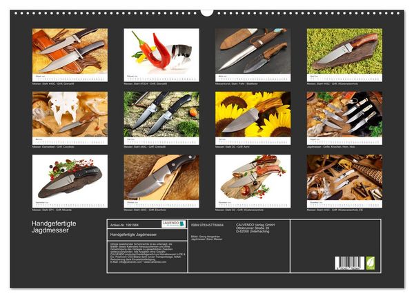 Produktbild: Handgefertigte Jagdmesser (Wandkalender 2026 DIN A2 quer), CALVENDO Monatskalender