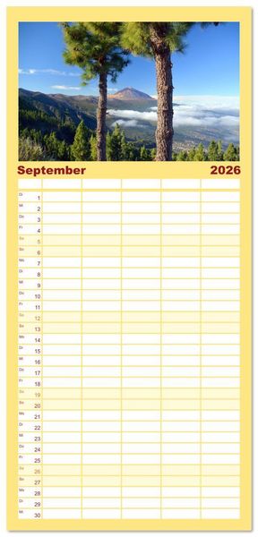 Produktbild: Familienplaner 2026 - Teneriffa - Insel der Gl&uuml;ckseligen mit 5 Spalten (Wandkalender, 21 x 45 cm) CALVENDO