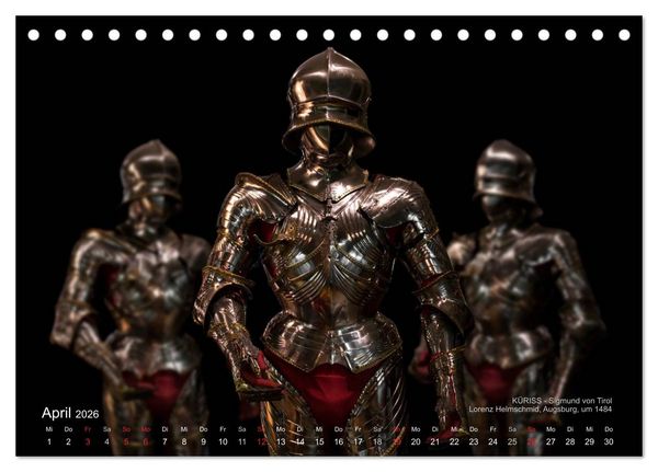 Produktbild: Historische R&uuml;stungen und Waffen (Tischkalender 2026 DIN A5 quer), CALVENDO Monatskalender
