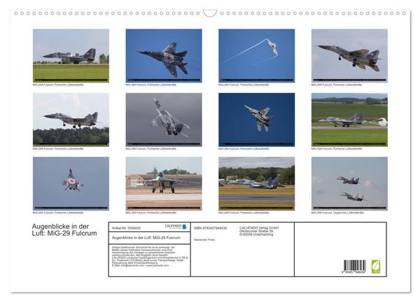 Produktbild: Augenblicke in der Luft: MiG-29 Fulcrum (Wandkalender 2026 DIN A2 quer), CALVENDO Monatskalender