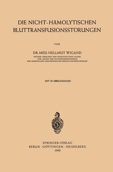 Produktbild: Die Nicht-H&auml;molytischen Bluttransfusionsst&ouml;rungen