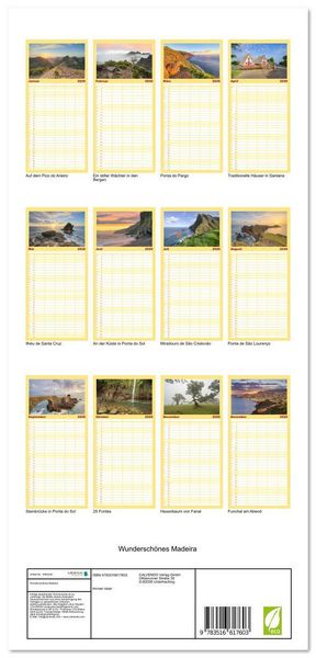 Produktbild: Familienplaner 2026 - Wundersch&ouml;nes Madeira mit 5 Spalten (Wandkalender, 21 x 45 cm) CALVENDO