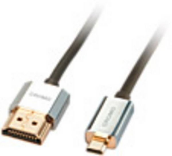 LINDY HDMI Anschlusskabel HDMI-A Stecker, HDMI-Micro-D Stecker 0.50m Grau 41680 4K UHD, OFC-Leiter, Rund, doppelt geschirmt