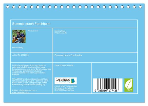 Produktbild: Bummel durch Forchheim (Tischkalender 2026 DIN A5 quer), CALVENDO Monatskalender