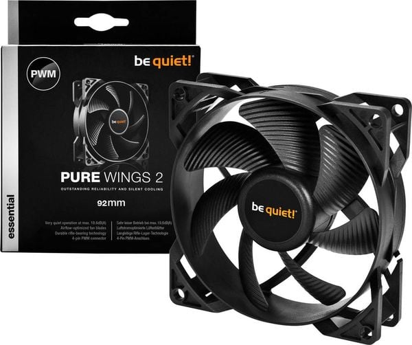 BeQuiet Pure Wings 2 92mm PC-Gehäuse-Lüfter Schwarz (B x H x T) 92 x 92 x 25 mm