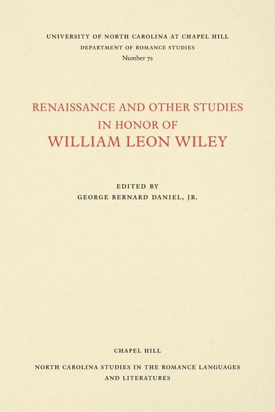 Produktbild: Renaissance and Other Studies in Honor of William Leon Wiley