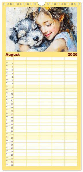 Produktbild: Familienplaner 2026 - Mensch und Hund. Herzensverbindungen mit 5 Spalten (Wandkalender, 21 x 45 cm) CALVENDO