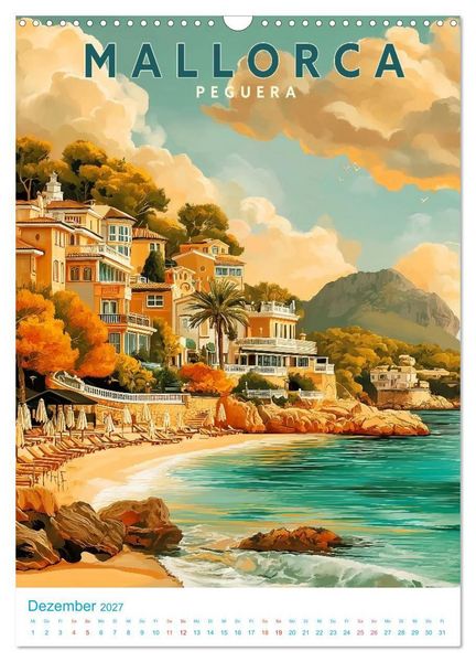 Produktbild: Mallorca - Old School Poster Style (Wandkalender 2027 DIN A3 hoch), CALVENDO Monatskalender