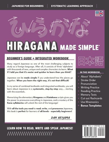 Produktbild: Learning Hiragana - Beginner's Guide and Integrated Workbook | Learn how to Read, Write and Speak Japanese