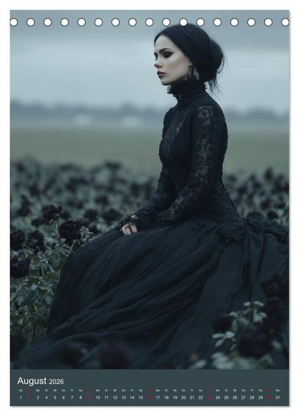 Produktbild: Gothic Girls - d&uuml;stere Frauen in schwarzer Gothic-Kleidung (Tischkalender 2026 DIN A5 hoch), CALVENDO Monatskalender
