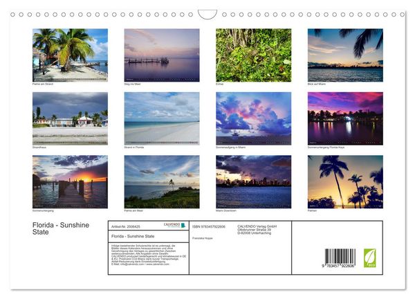 Produktbild: Florida - Sunshine State (Wandkalender 2026 DIN A3 quer), CALVENDO Monatskalender