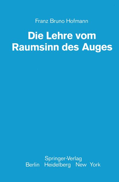 Produktbild: Die Lehre vom Raumsinn des Auges