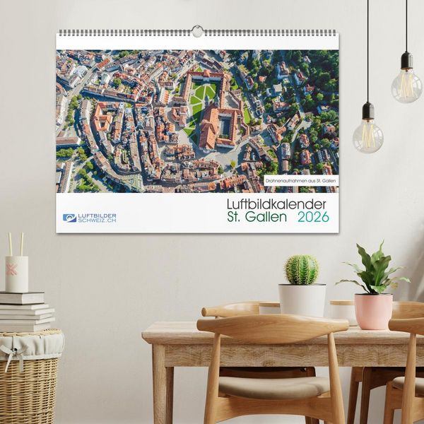 Produktbild: Luftbildkalender St. Gallen 2026 (Wandkalender 2026 DIN A2 quer), CALVENDO Monatskalender