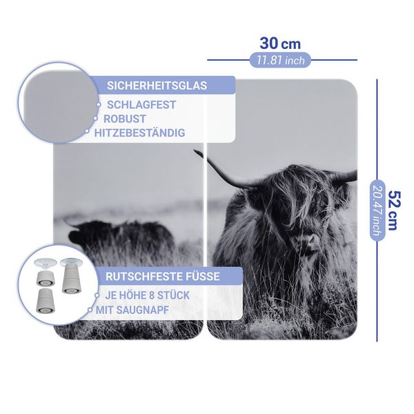 Produktbild: Herdabdeckplatte Universal Mod. Highland Cattle, 2er Set, f&uuml;r alle Herdarten geeignet