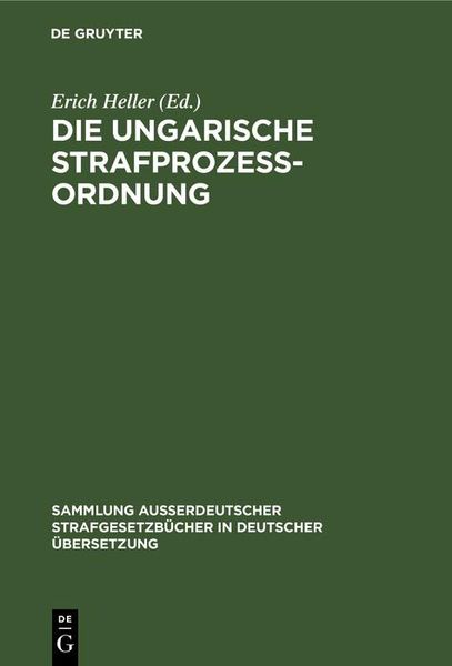 Produktbild: Die Ungarische Strafproze&szlig;ordnung