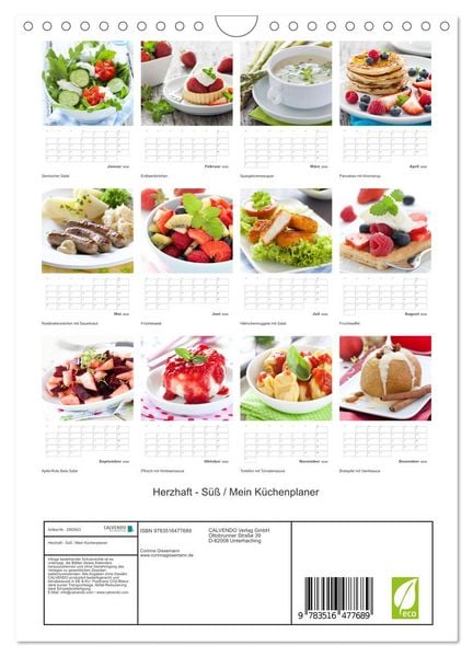 Produktbild: Herzhaft - S&uuml;&szlig; / Mein K&uuml;chenplaner (Wandkalender 2026 DIN A4 hoch), CALVENDO Monatskalender