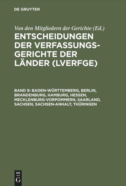 Produktbild: Baden-W&uuml;rttemberg, Berlin, Brandenburg, Hamburg, Hessen, Mecklenburg-Vorpommern, Saarland, Sachsen, Sachsen-Anhalt, Th&uuml;ringen