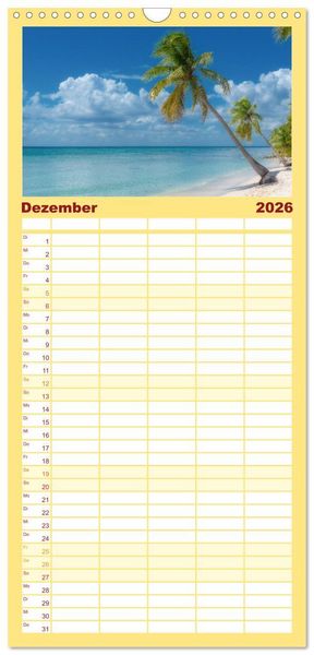 Produktbild: Familienplaner 2026 - Karibik Traum Isla Saona mit 5 Spalten (Wandkalender, 21 x 45 cm) CALVENDO