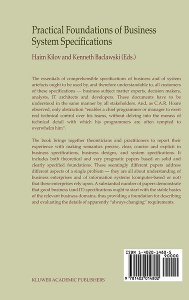 Produktbild: Practical Foundations of Business System Specifications