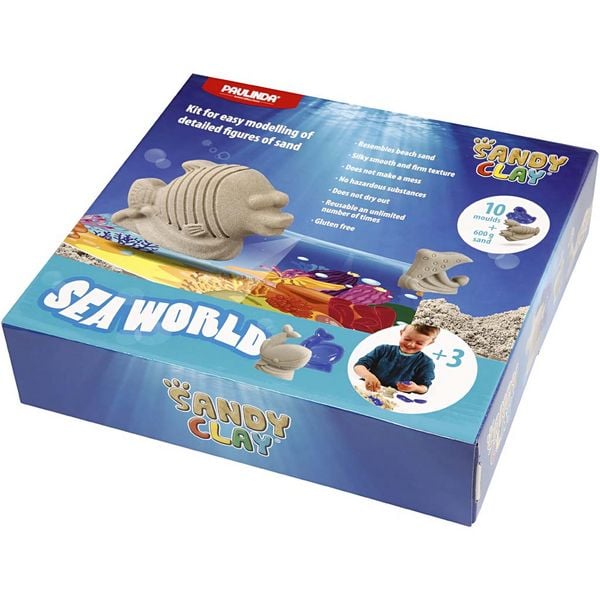 Produktbild: Creativ Company Sandy Clay, Wasserwelt, Natur, 1 Set, 10 F&ouml;rmchen + 600g Sand