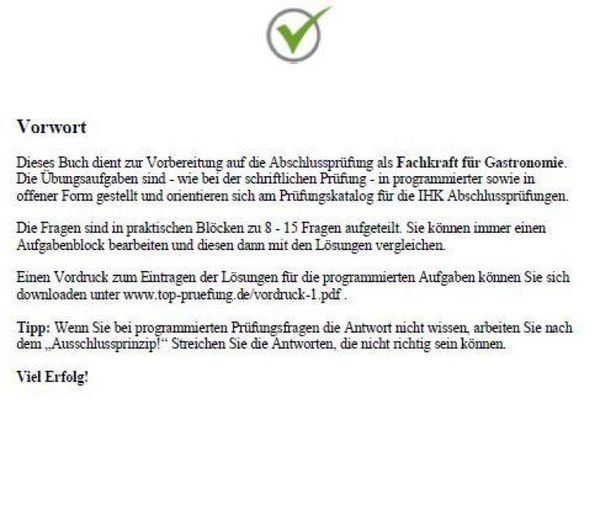 Produktbild: Top Pr&uuml;fung Fachkraft f&uuml;r Gastronomie