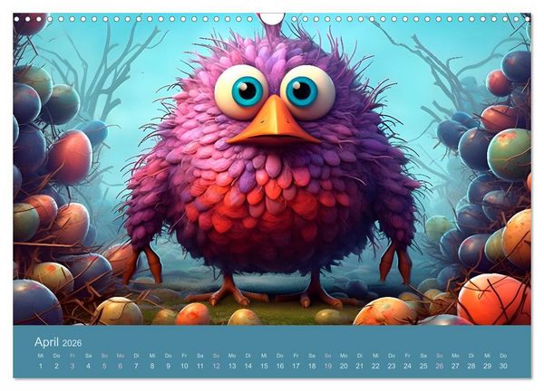 Produktbild: Monsterm&auml;&szlig;ig durchs Jahr (Wandkalender 2026 DIN A3 quer), CALVENDO Monatskalender