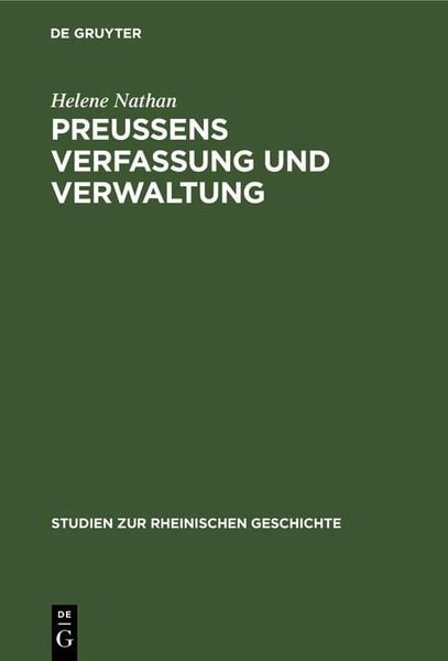 Produktbild: Preussens Verfassung und Verwaltung