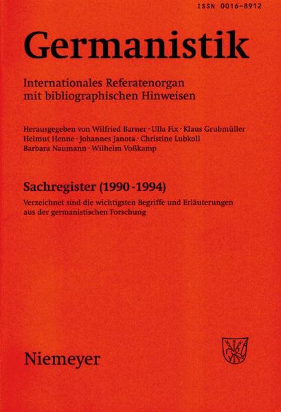 Produktbild: Germanistik, Sachregister (1990-1994)