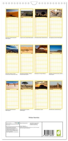 Produktbild: Familienplaner 2027 - Wildes Namibia mit 5 Spalten (Wandkalender, 21 x 45 cm) CALVENDO