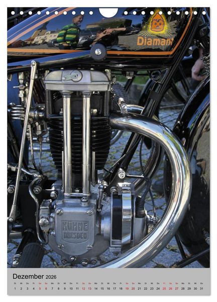 Produktbild: Motorrad Oldtimer - Motoransichten (Wandkalender 2026 DIN A4 hoch), CALVENDO Monatskalender