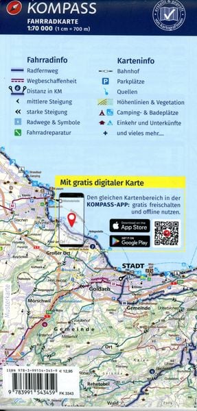 Produktbild: KOMPASS Fahrradkarte 3343 N&uuml;rnberg und Umgebung 1:70.000