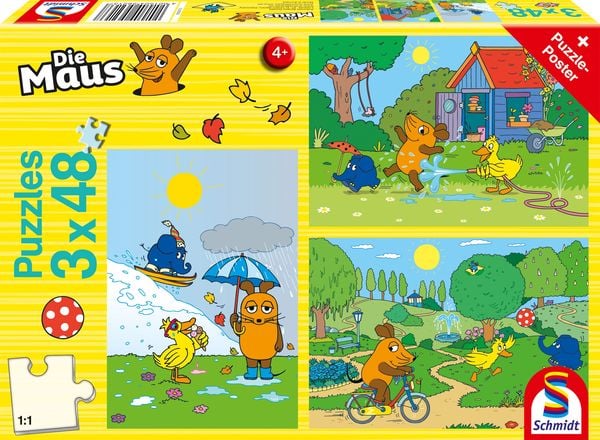 Produktbild: Die Maus: Viel Spa&szlig; mit der Maus. 3 x 48 Teile Puzzle