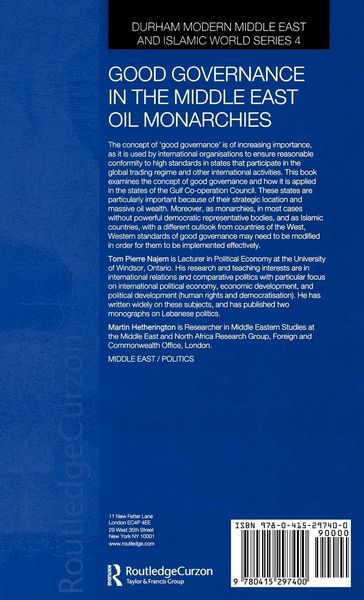 Produktbild: Good Governance in the Middle East Oil Monarchies